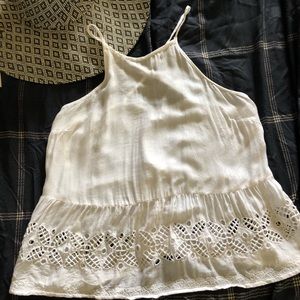 Old Navy White Peplum Crossed Strap Blouse